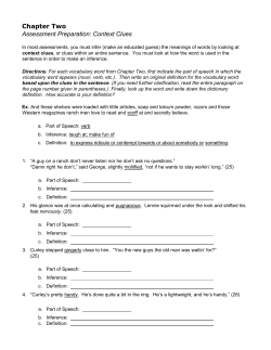 Chapter Two Assessment Preparation: Context Clues