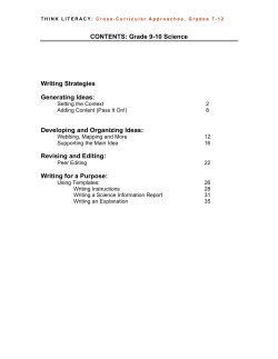 CONTENTS: Grade 9-10 Science Writing Strategies Generating