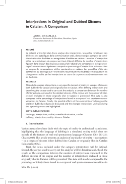 "Interjections in Original and Dubbed Sitcoms in Catalan: A