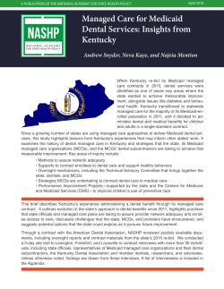 Managed Care for Medicaid Dental Services: Insights from Kentucky