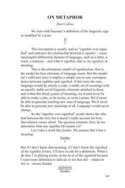 on metaphor - Return A Journal of Lacanian Studies