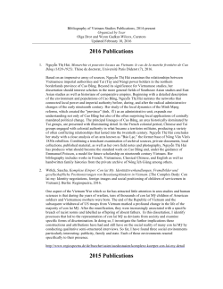 Bibliography of Vietnam Studies Publications, 2014