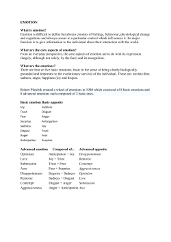 EMOTION What is emotion? Emotion is difficult to define but always