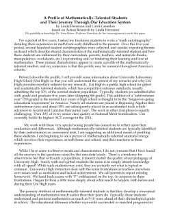 Profile of Mathematically Talented Students