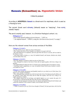 Kenosis (Exinanition) vs. Hypostatic Union
