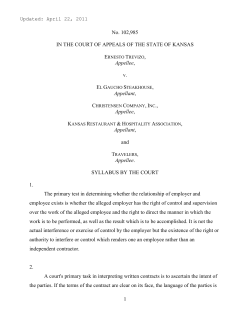 Kansas Court of Appeals - 102985 &ndash; Trevizo v. El Gaucho Steakhouse