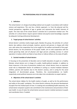 THE PROFESSIONAL ROLE OF SCHOOL DOCTORS