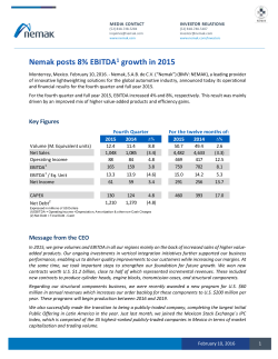 Nemak posts 8% EBITDA1 growth in 2015