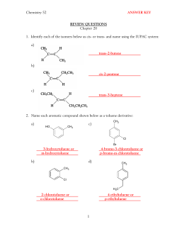 Chemistry 52 ANSWER KEY