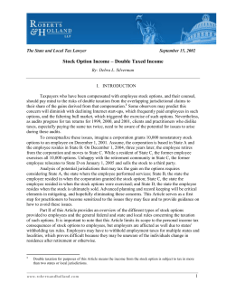Stock Option Income - Roberts and Holland LLP