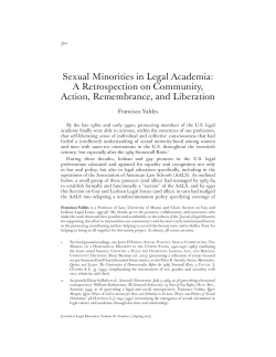 Sexual Minorities in Legal Academia: A Retrospection on