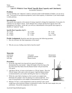 Lab # 5: Which is Your Metal? Specific Heat Capacity and