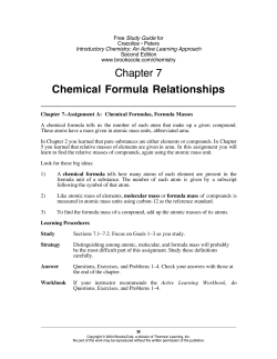 Chapter 7 Chemical Formula Relationships