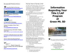 Information Regarding Your Title I/LAP Program at Green Mt. SD