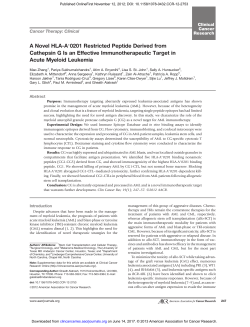 A Novel HLA-A 0201 Restricted Peptide Derived from Cathepsin G
