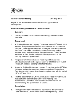 Annual Council Meeting 26 May 2016 Report of the Head of Human