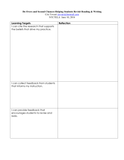 Do Overs and Second Chances-Helping Students Revisit