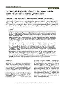 Psychometric Properties of the Persian Version of the Youth Risk