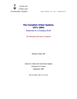 The Canadian Urban System, 1971-2001