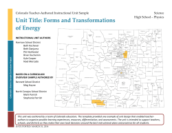 Unit Title: Forms and Transformations of Energy