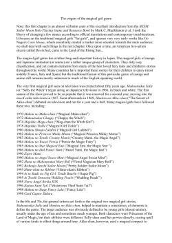 The origins of the magical girl genre Note: this first chapter