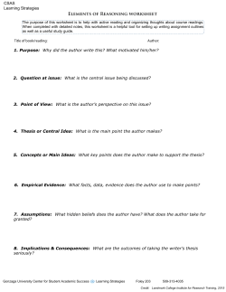 Elements of Reading Worksheet