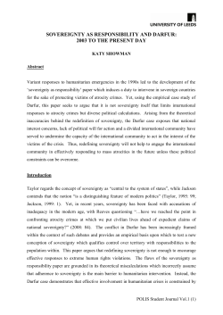 SOVEREIGNTY AS RESPONSIBILITY AND DARFUR: 2003 TO THE