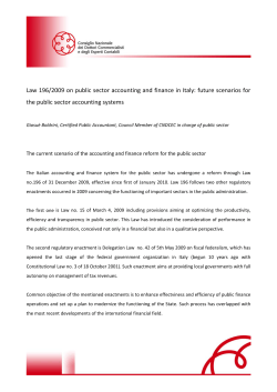 Law 196/2009 on public sector accounting and finance in Italy