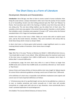 The Short Story as a Form of Literature