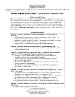United States History Unit &ldquo;Isolation vs
