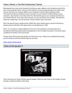 I Have a Dream, a Two-Part Introductory Tutorial