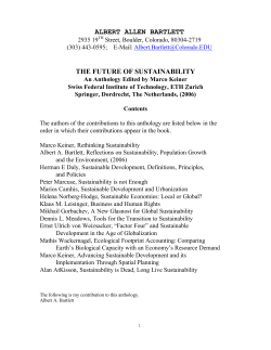 Sustainability, from Anthology