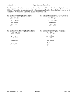 Section 6-3: Operations On Functions