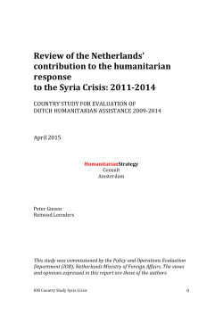 Review of the Netherlands` contribution to the humanitarian