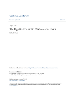 The Right to Counsel in Misdemeanor Cases