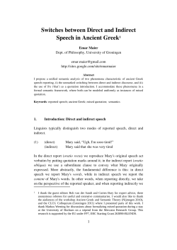 Switches between Direct and Indirect Speech in Ancient Greek1
