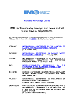 IMO Conferences by acronym and dates and full text of travaux