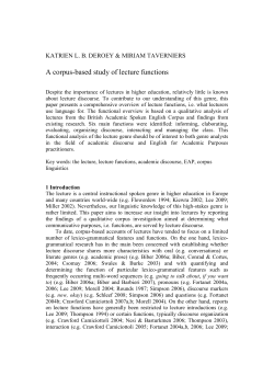 A corpus-based study of lecture functions