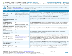 Bronze 6000/80 - Health Tradition Health Plan