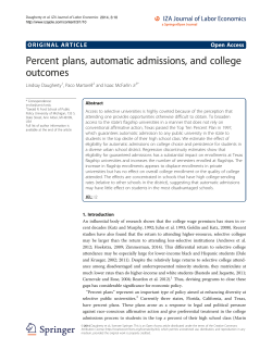 Percent plans, automatic admissions, and college outcomes