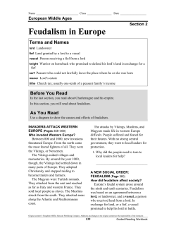 Feudalism in Europe - Norwell Public Schools