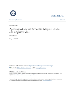 Applying to Graduate School in Religious Studies and Cognate Fields