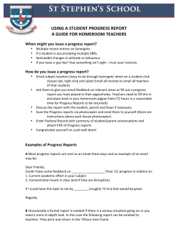 USING A STUDENT PROGRESS REPORT A GUIDE FOR
