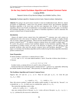 On the Very Useful Euclidean Algorithm and Greatest Common