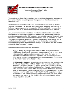 Initiative and Referendum Summary Sheet