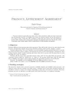 Pronoun Antecedent Agreement