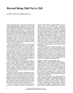 Beyond Being Told Not to Tell - For the Learning of Mathematics