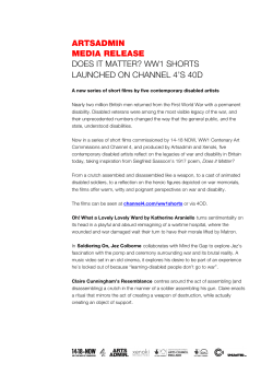 ARTSADMIN MEDIA RELEASE DOES IT MATTER? WW1 SHORTS
