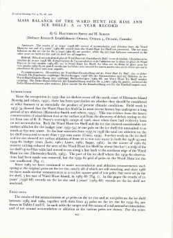 MASS BALANCE OF THE ICE SHELF: A WARD HUNT ICE RISE 10