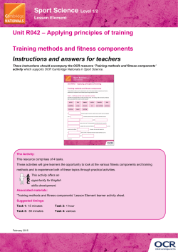 Unit R042 Training methods and fitness components Lesson